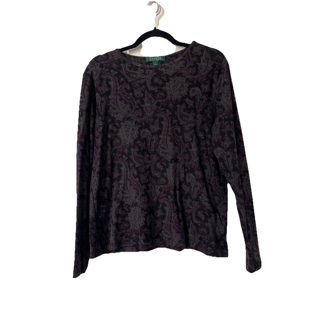 Ralph Lauren Top Womens Large Multicolor Bohemian‎ Paisley Pullover Long Sleeve